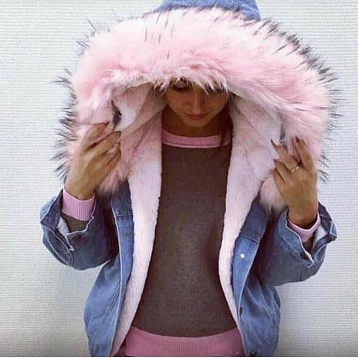 Giubbino jeans ecofur colors