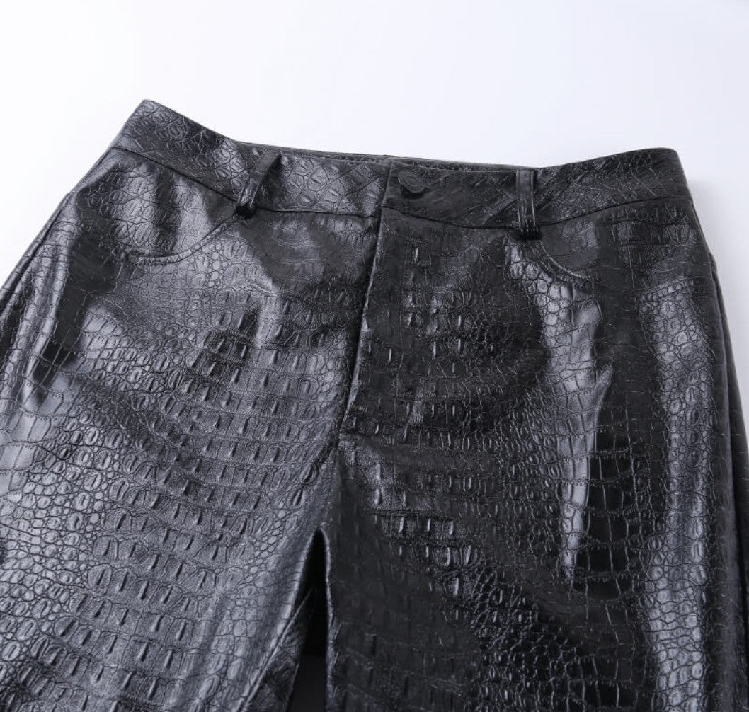 Pantalone effetto coccodrilllo ecopelle