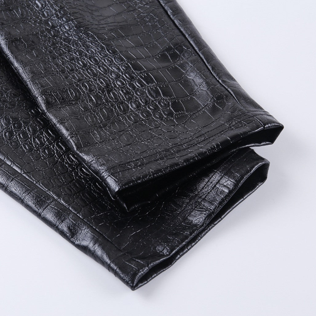 Pantalone effetto coccodrilllo ecopelle