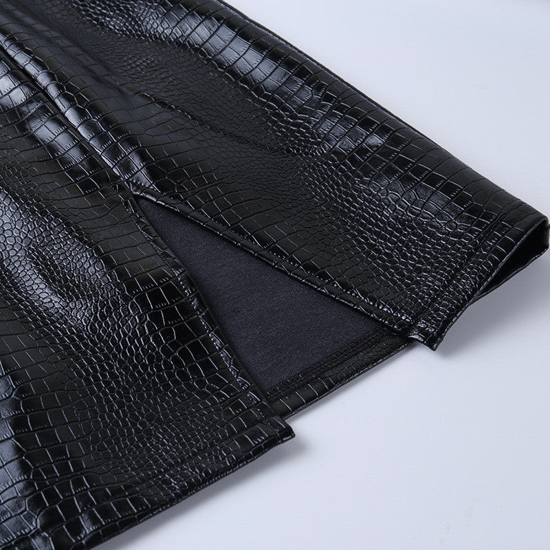 Minigonna effetto coccodrilllo ecopelle