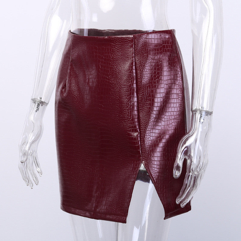 Minigonna effetto coccodrilllo ecopelle