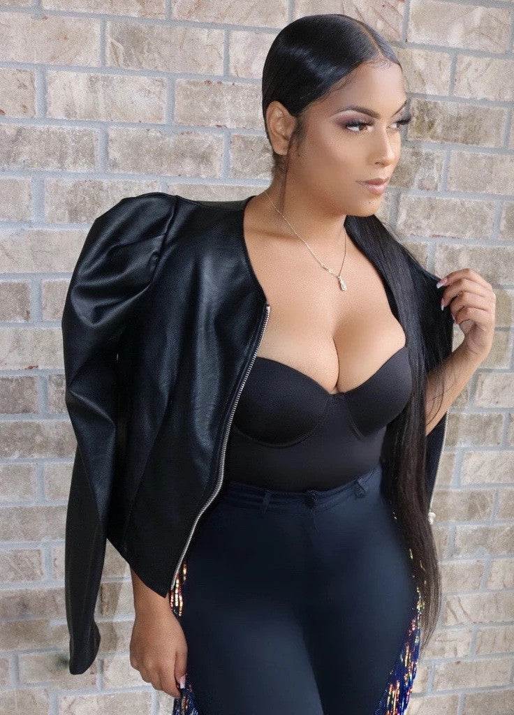 Chiodo ecopelle spalline sbuffo