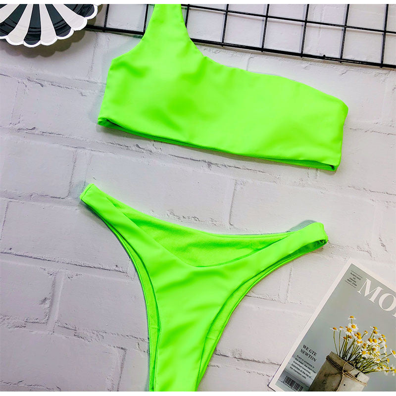 Bikini monospalla neon