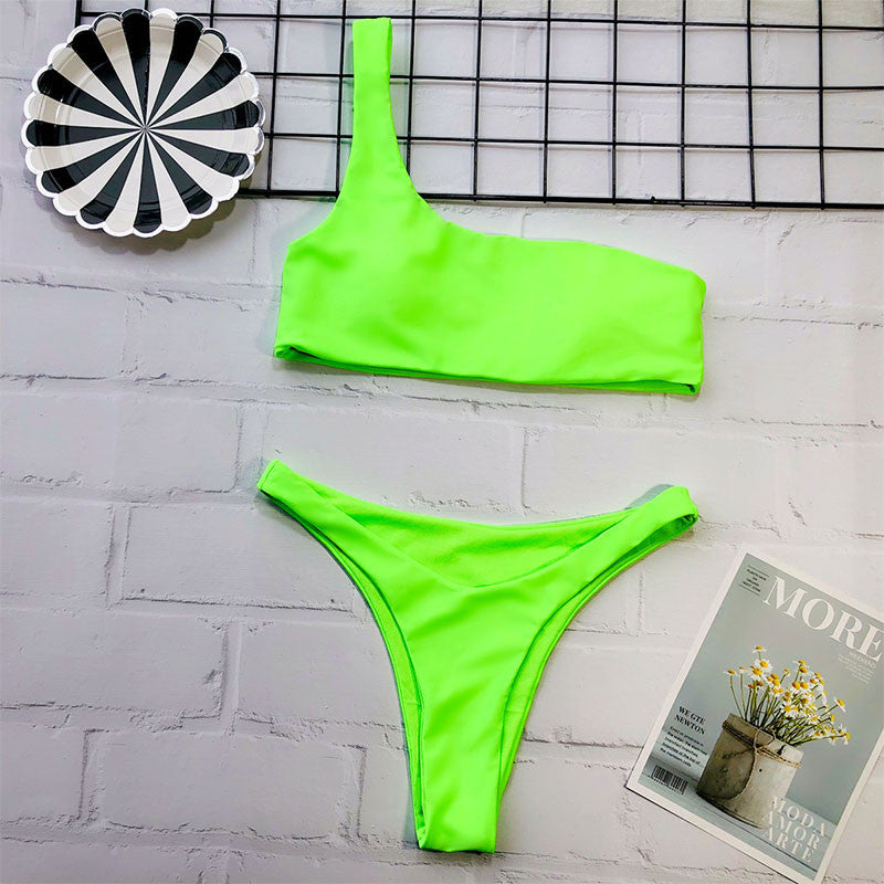 Bikini monospalla neon