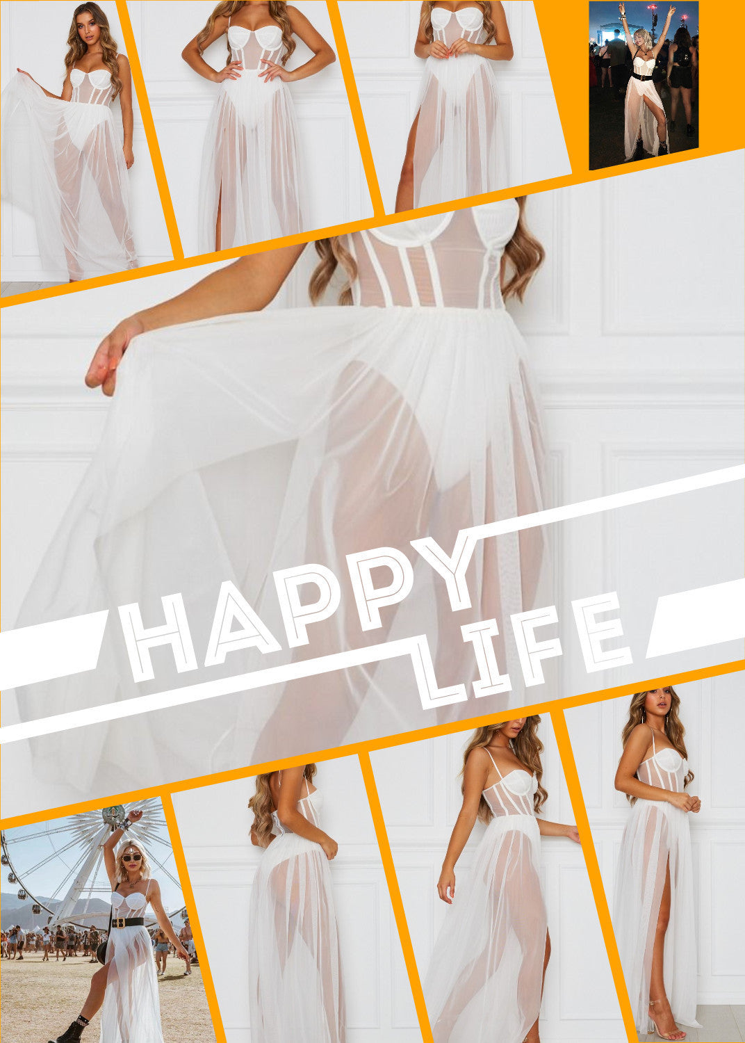 Maxiabito lungo tulle corsets