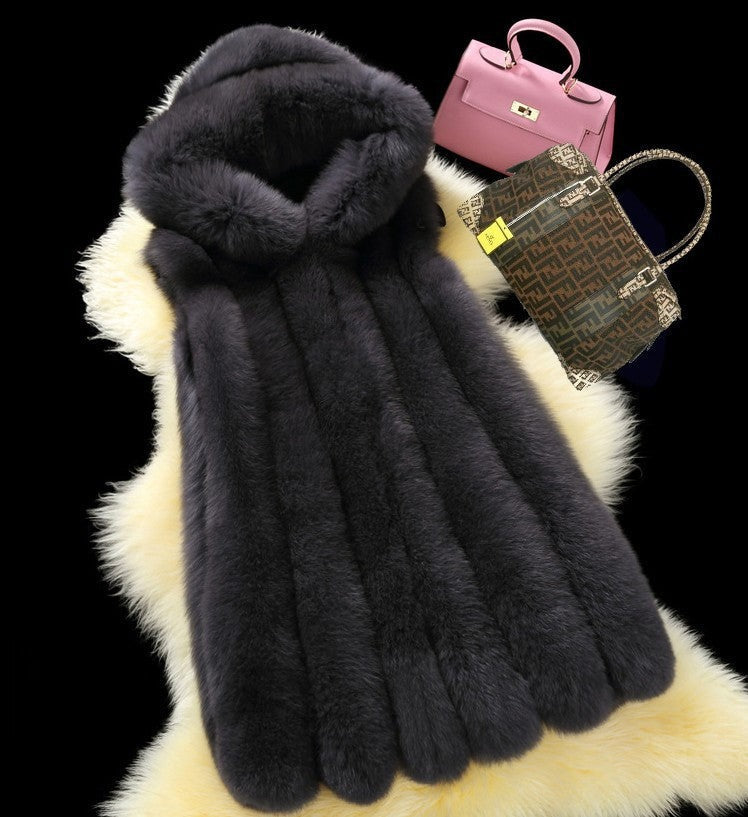 Smanicato ecopelliccia Foxys indossato di spalle — Dream Shop