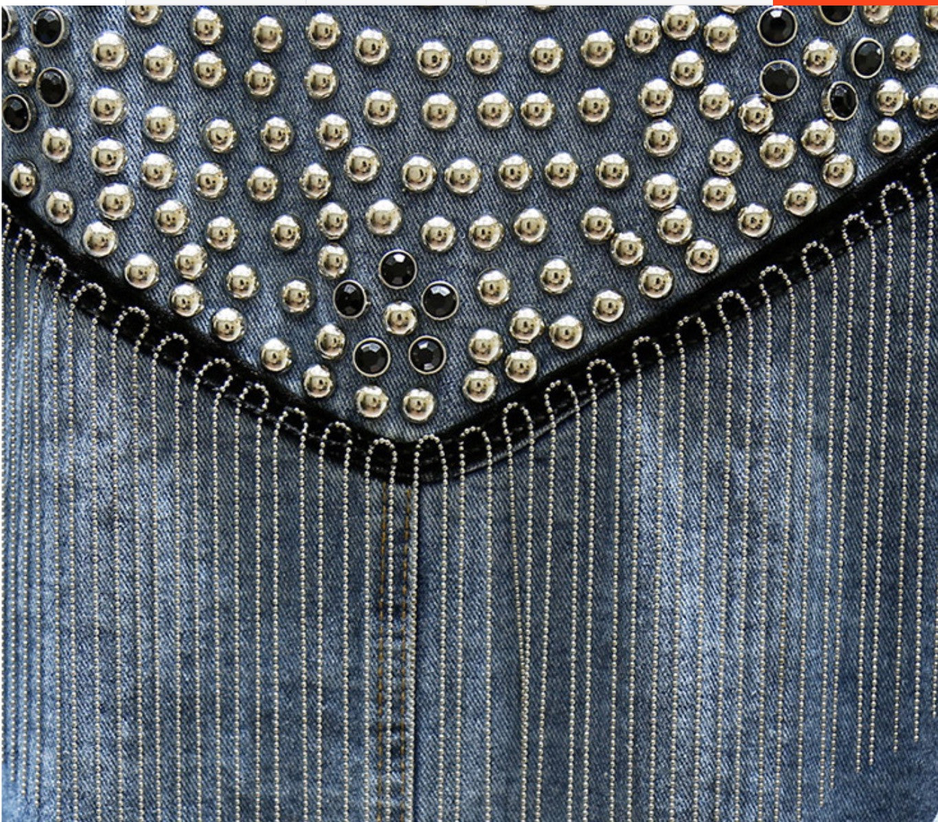 Giubbino black fringe studs