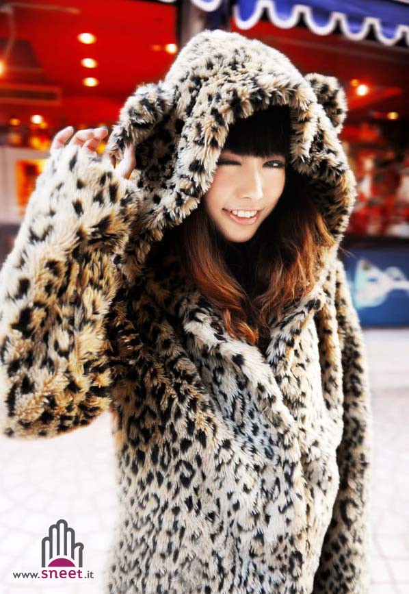 Bear leopard fur coat