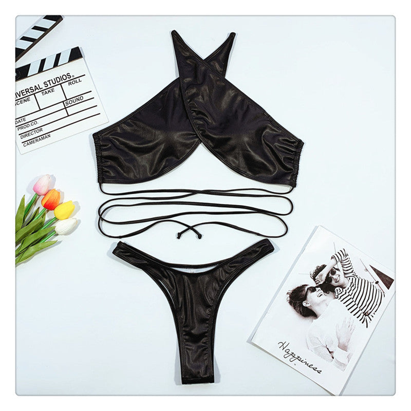 Bikini incrociato Donna ecopelle pyton