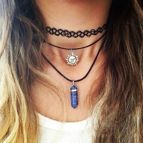 Collana pendente cristallo Turchese vista frontale | Dream Shop