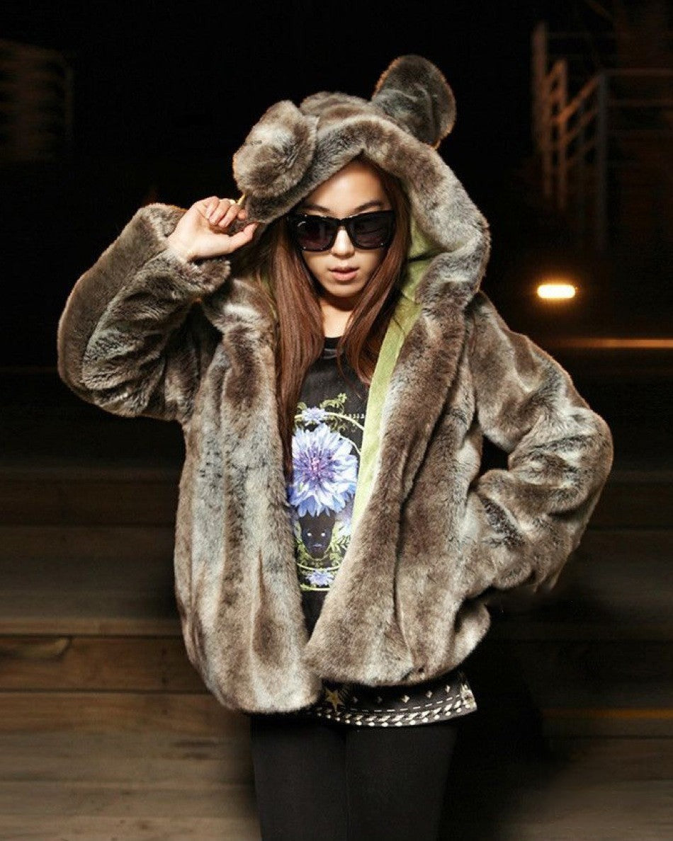 Pelliccia Sweet Bear Marrone cappottino vista frontale — Dream Shop