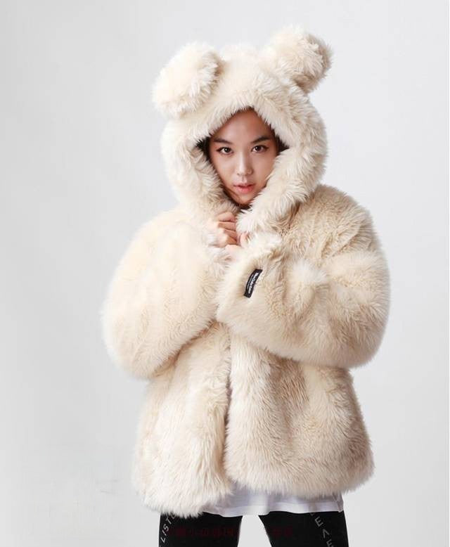 Pelliccia Sweet Bear Panna pelo pomposo panna — Dream Shop