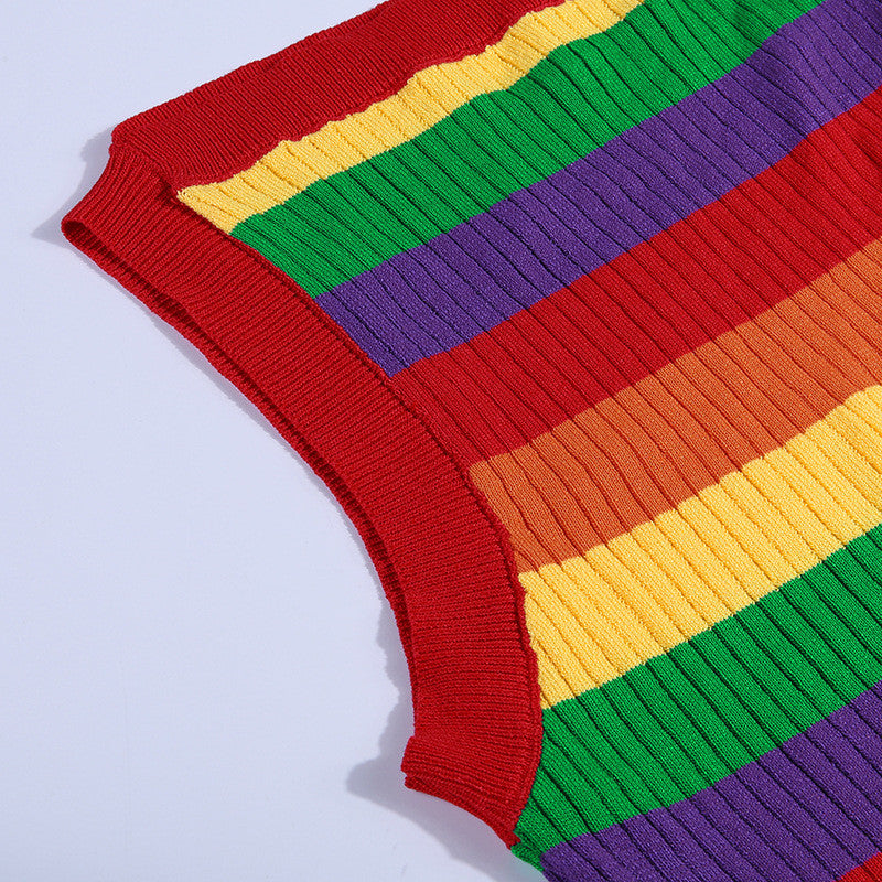 Top maglia arcobaleno