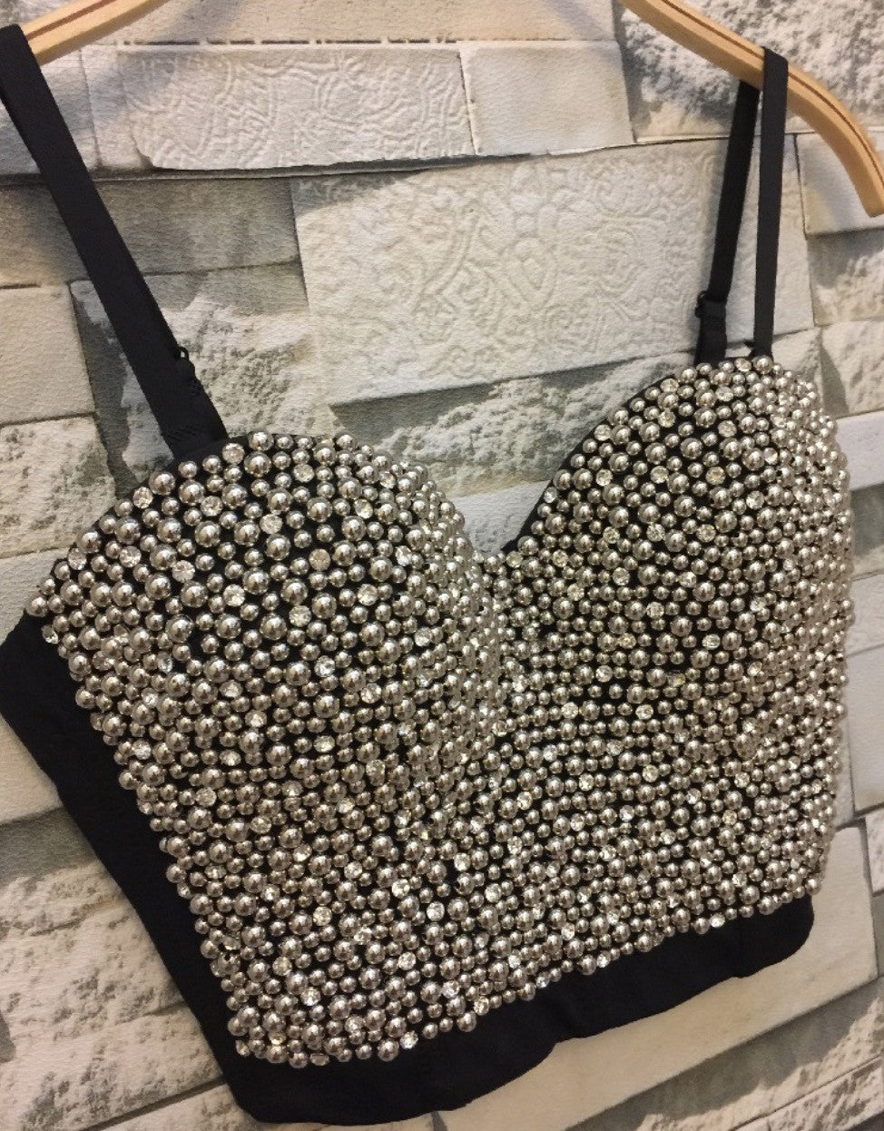 Corpetto metalpearl strass