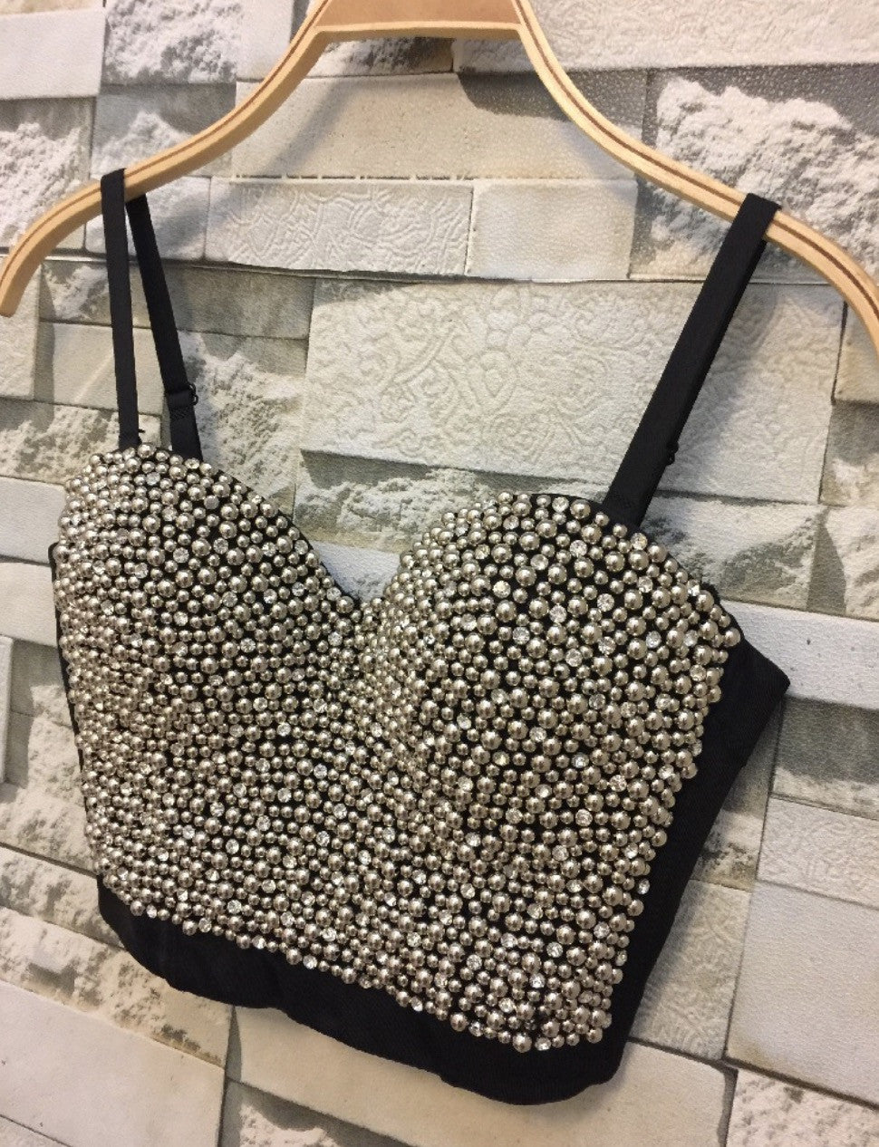 Corpetto metalpearl strass