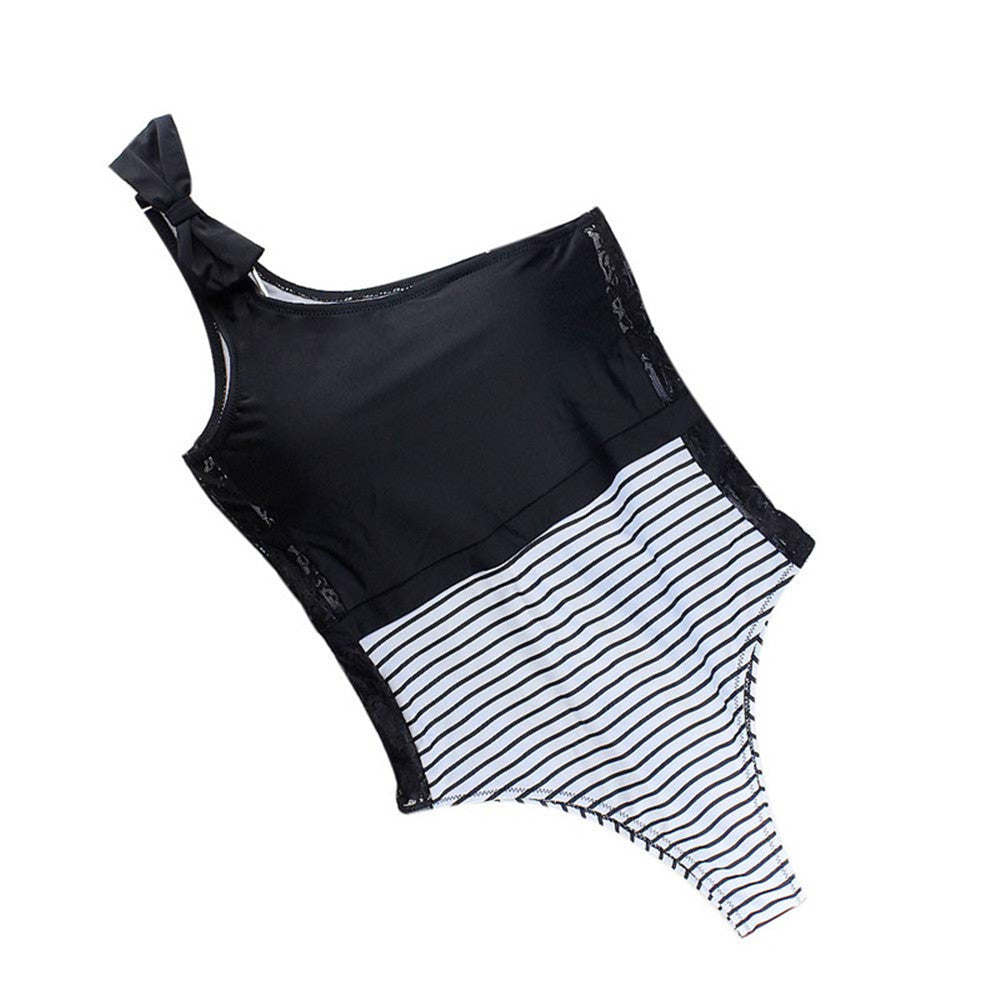 Costume intero stripelace monospalla