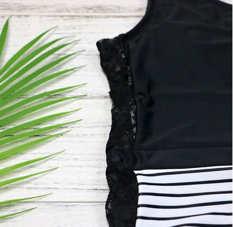 Costume intero stripelace monospalla