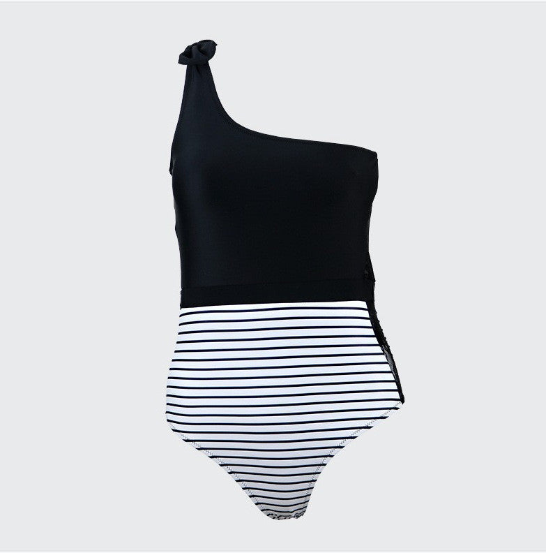 Costume intero stripelace monospalla