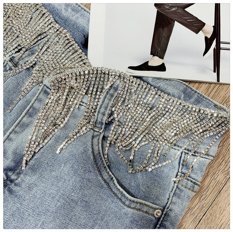 Jeans strassfringe belt