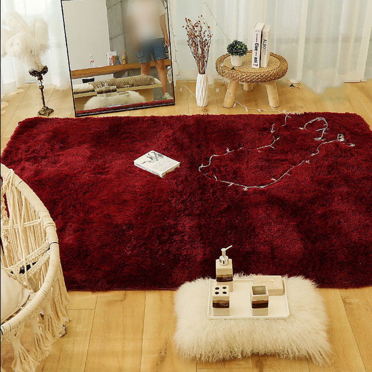 Tappeto peloso rettangolare