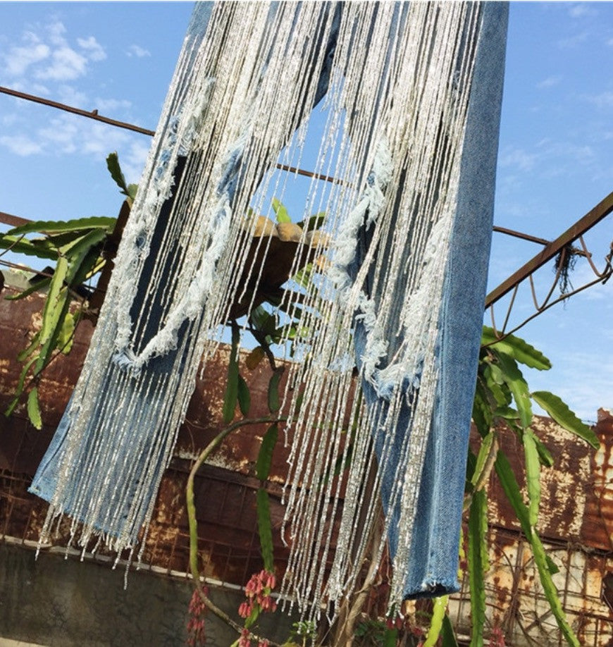 Jeans super frange lamè