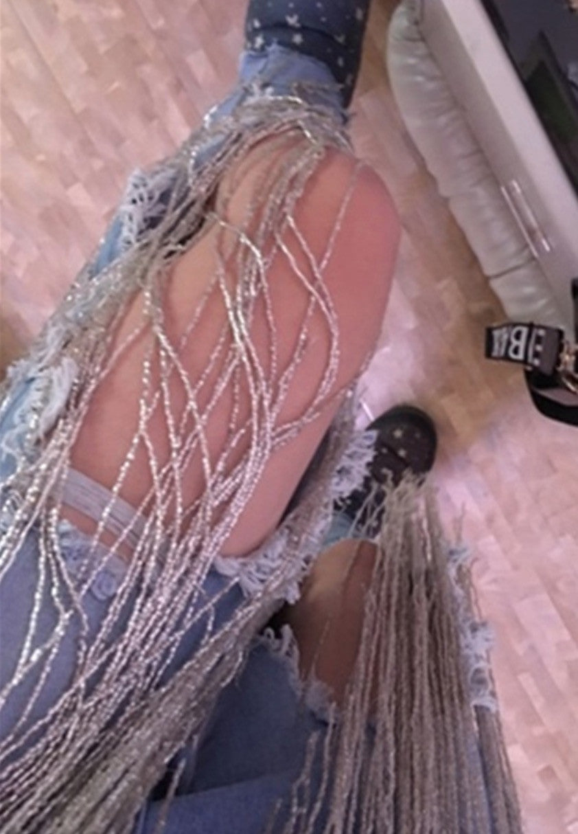 Jeans super frange lamè