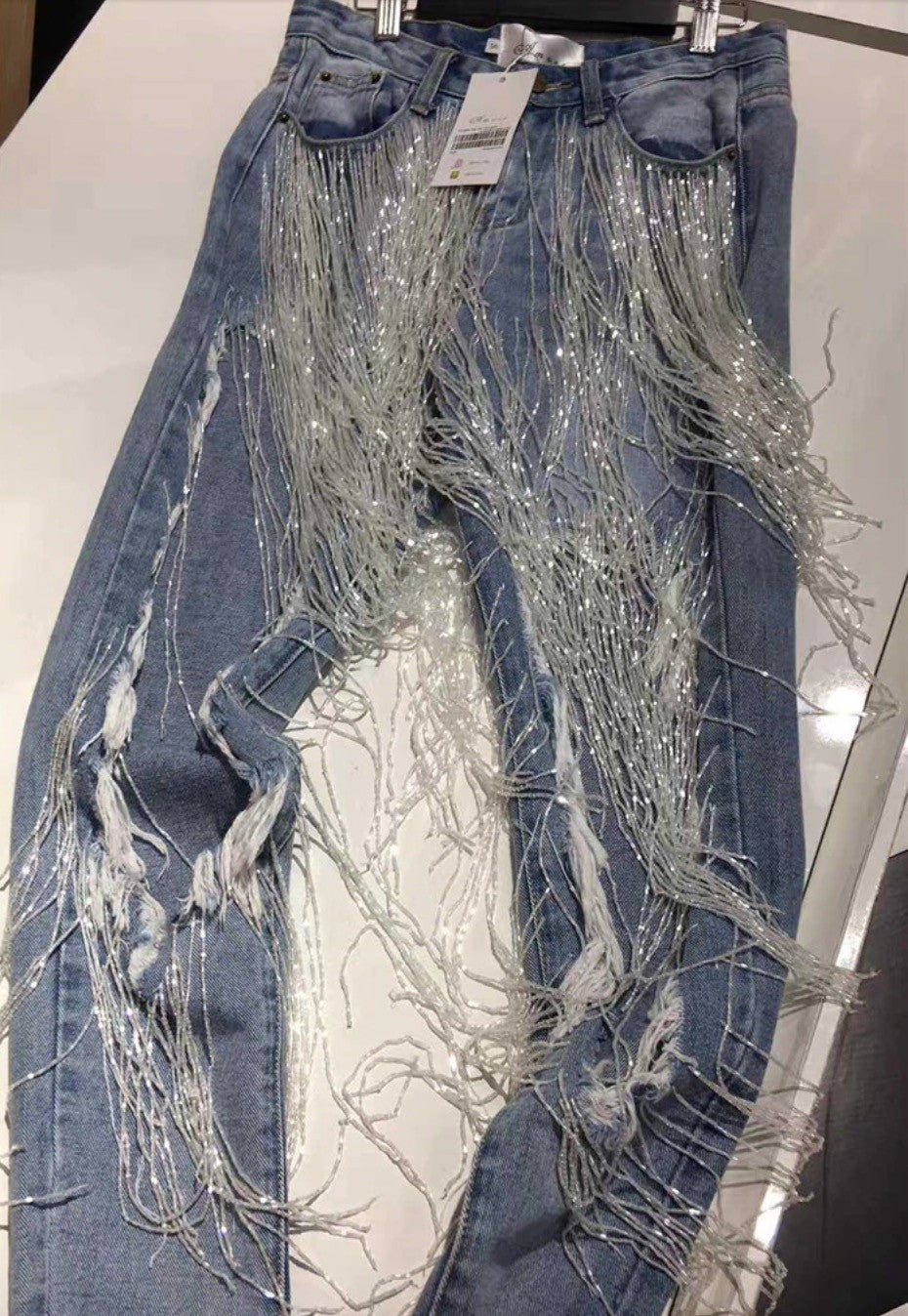 Jeans super frange lamè