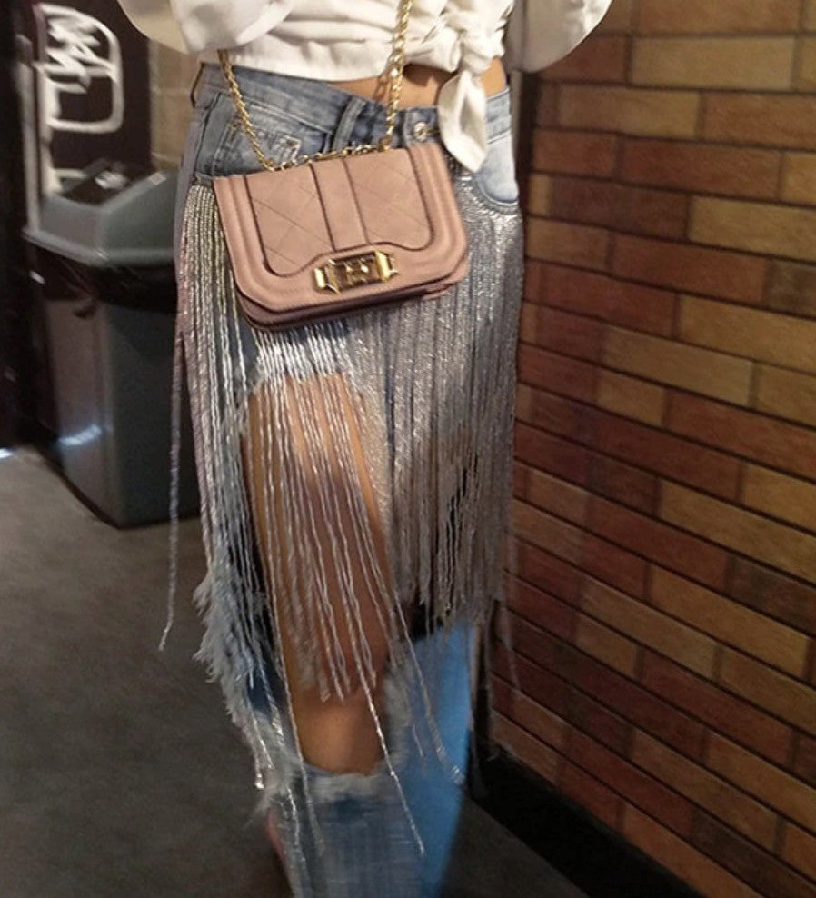 Jeans super frange lamè