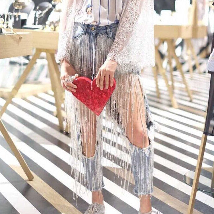 Jeans super frange lamè