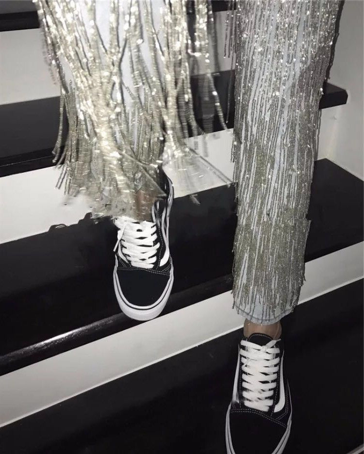 Jeans super frange lamè