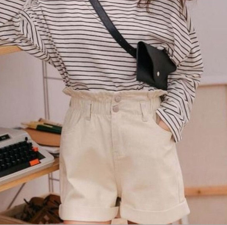 Shorts in denim caramella elastico