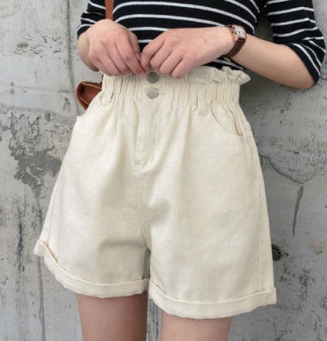 Shorts in denim caramella elastico