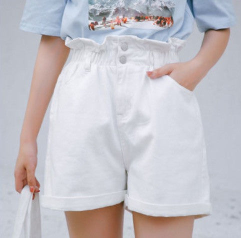 Shorts in denim caramella elastico