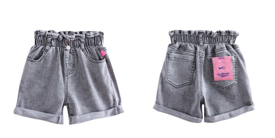Shorts bambina in denim caramella elastico