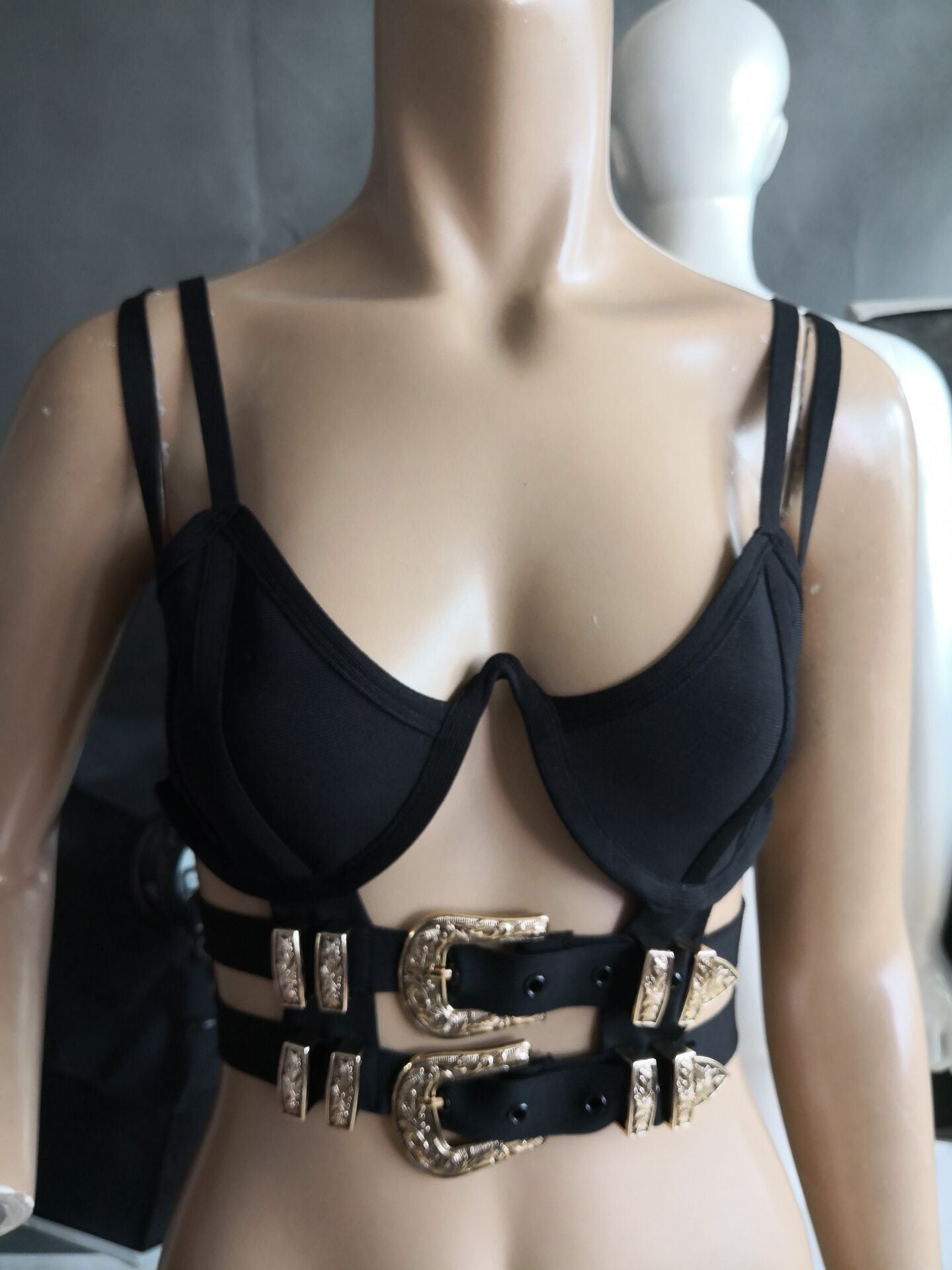 Crop top double belt