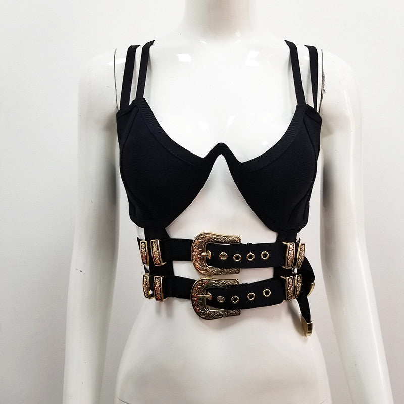 Crop top double belt