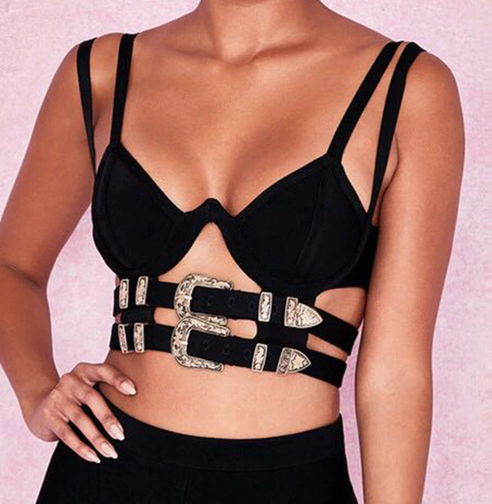 Crop top double belt
