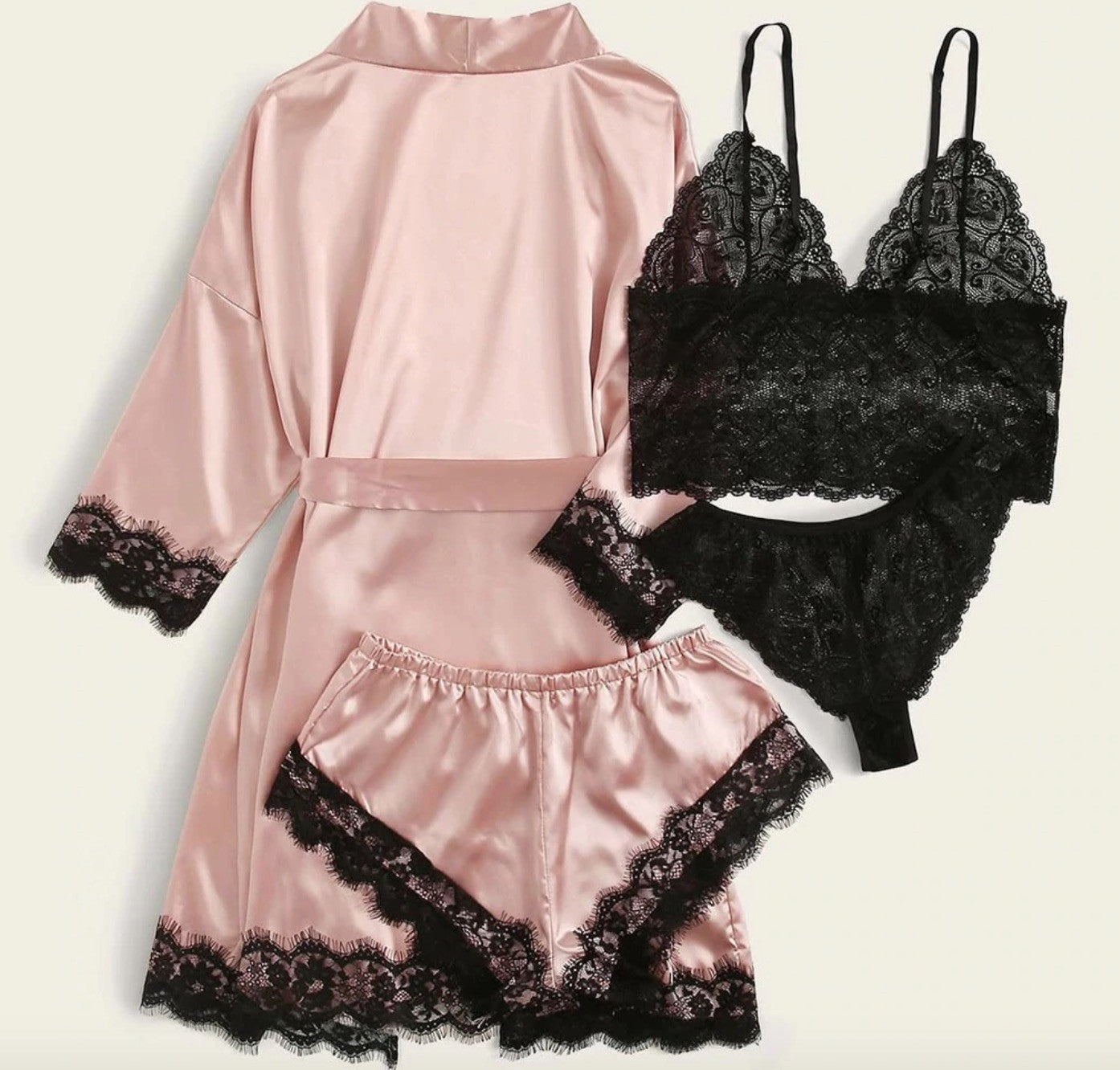 Completino 4 pezzi raso-pizzo Rasiha