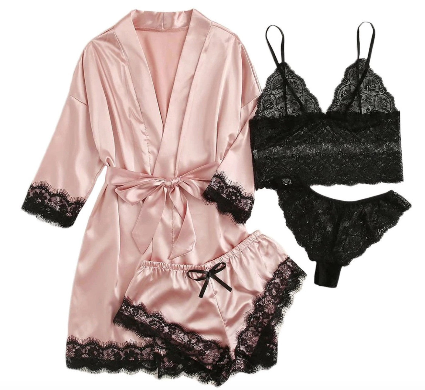 Completino 4 pezzi raso-pizzo Rasiha