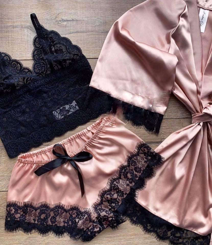 Completino 4 pezzi raso-pizzo Rasiha