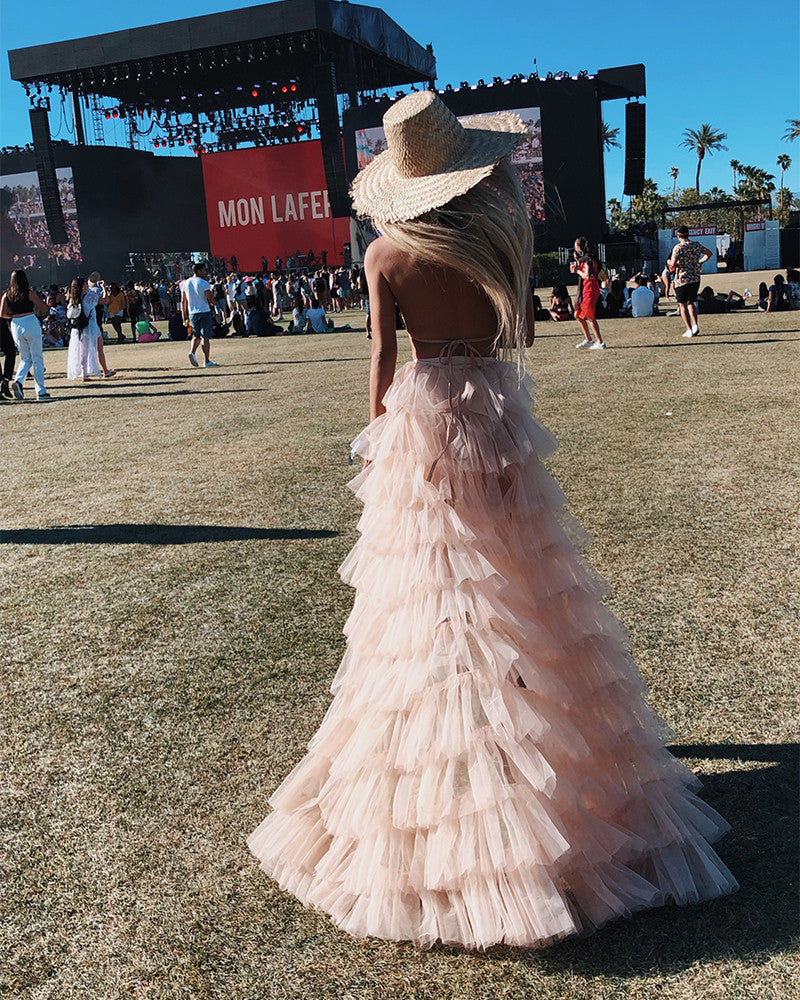 Gonna maxitulle rosa Cochy