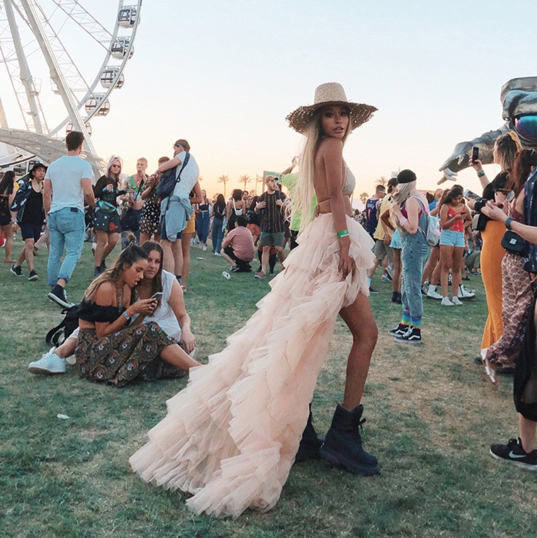 Gonna maxitulle rosa Cochy