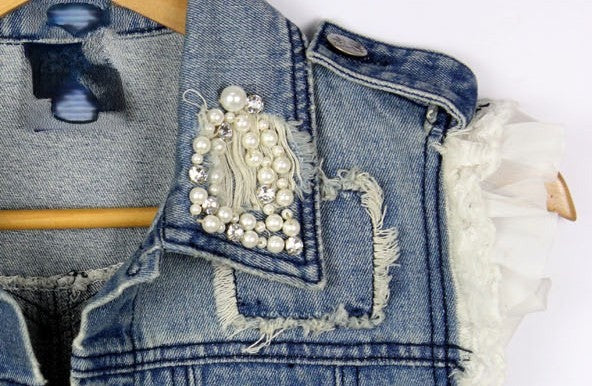 Smanicato in jeans Lers vista posteriore — Dream Shop