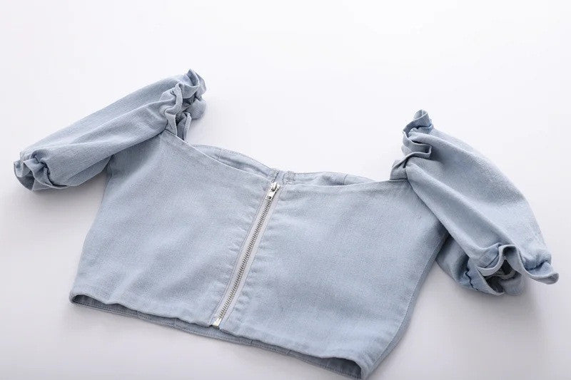 Toppino denim Mhary sbuffo