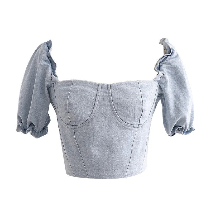 Toppino denim Mhary sbuffo