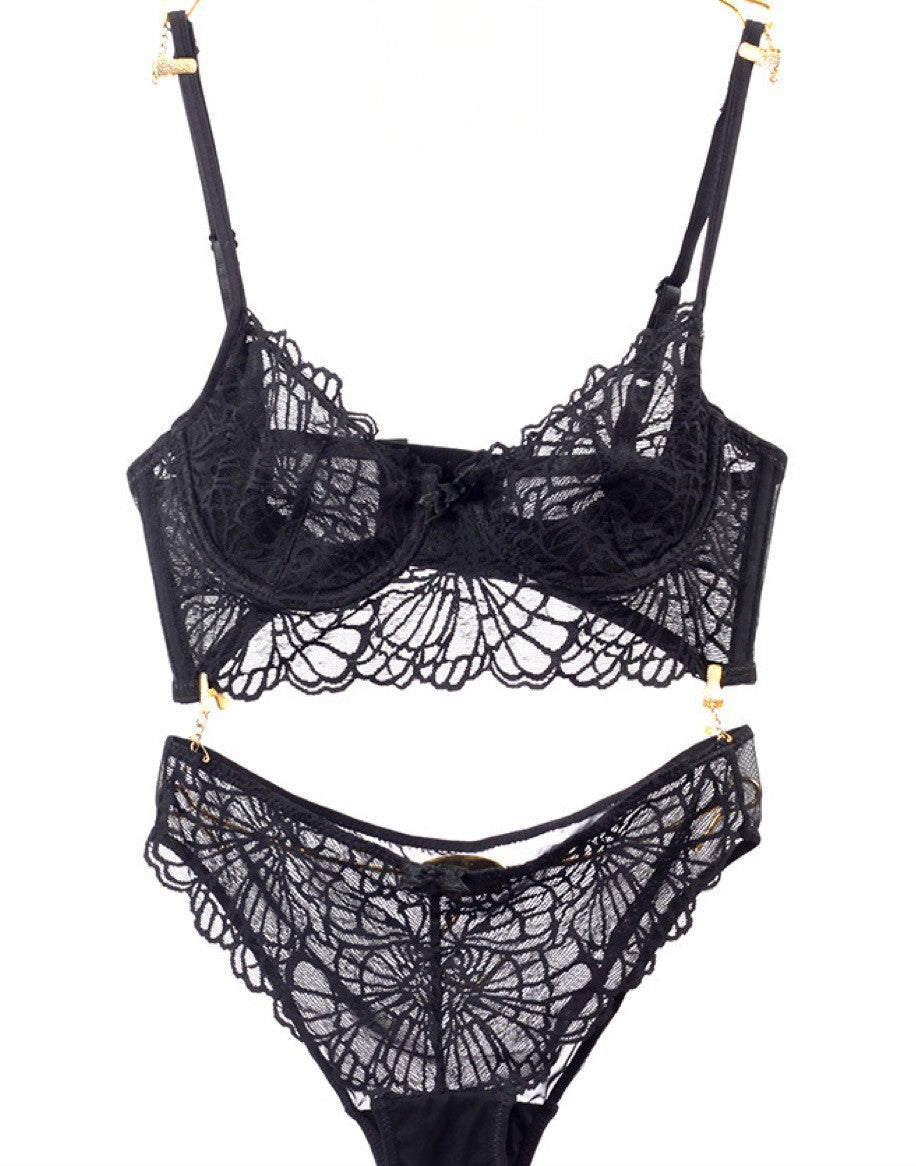 Completino pizzo Samara balconcino slip tulle vista frontale — Dream Shop