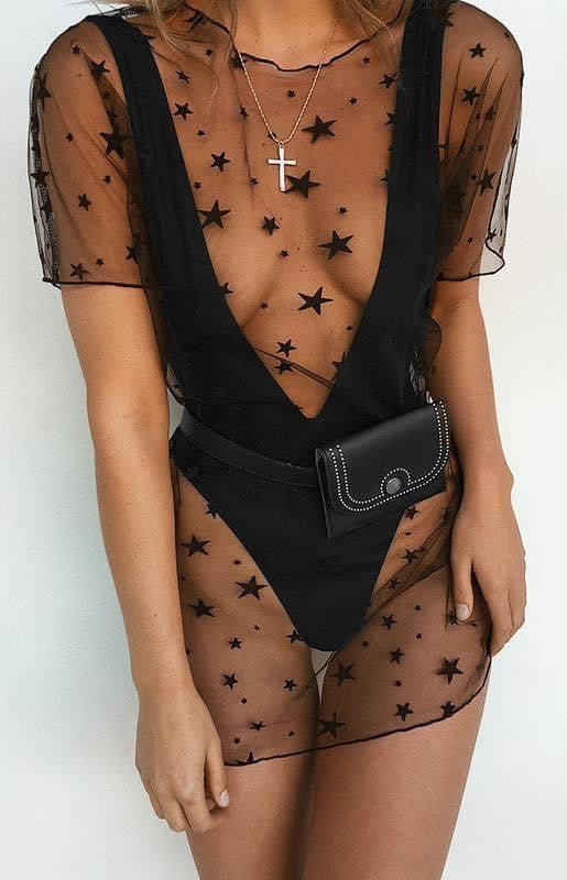 Minidress stelline nere tulle