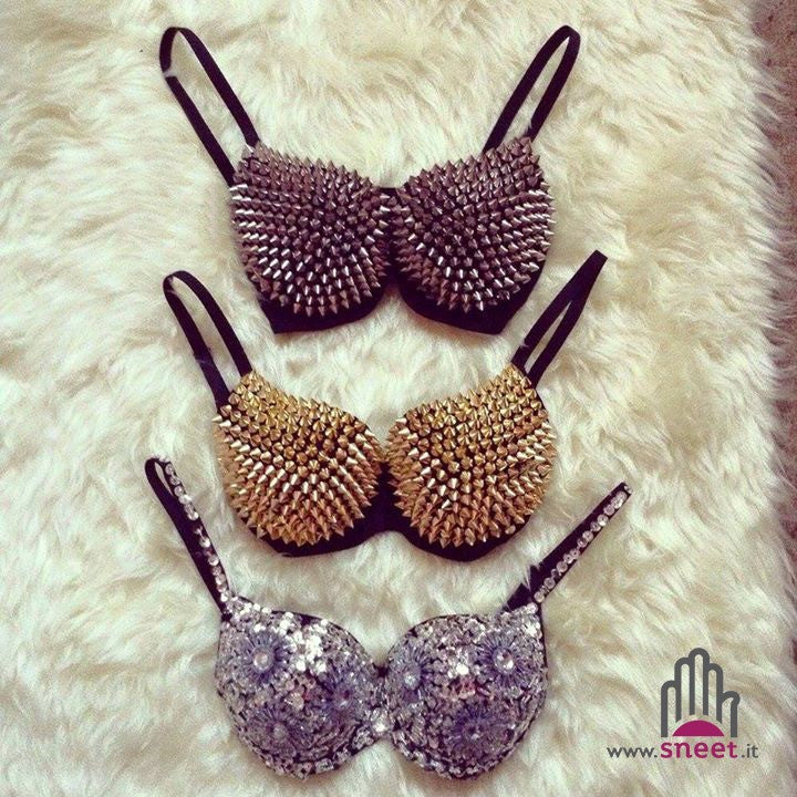 Reggiseno pailettes fiori