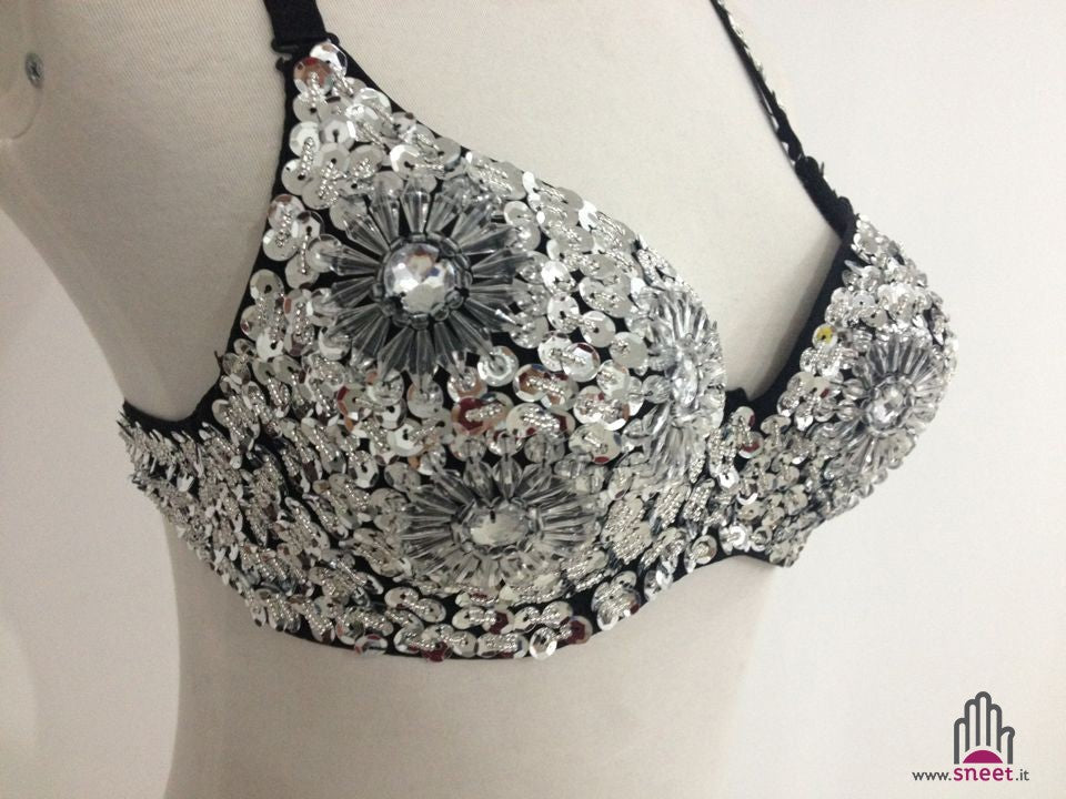 Reggiseno pailettes fiori