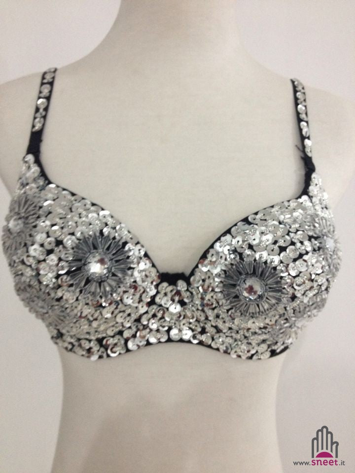 Reggiseno pailettes fiori